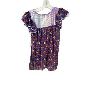 Jak & Peppar Girls Mixed Media Multicolored Short Sleeve Mini Dress Youth Size 8